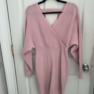 Pink mini sweater dress